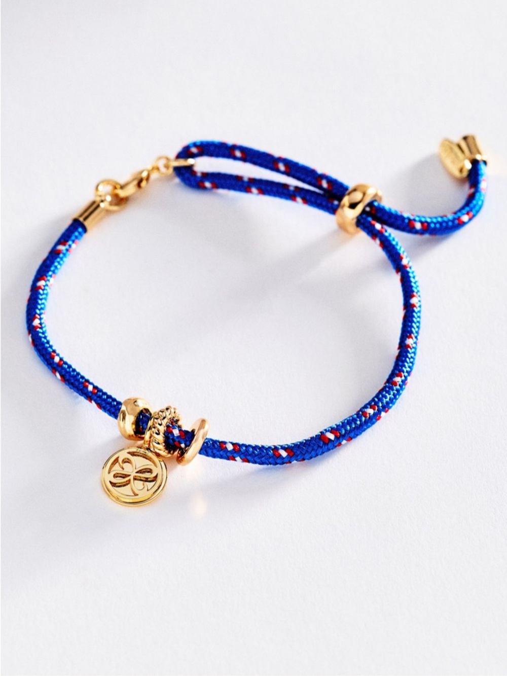 Anthropologie MAEVE CORD CHARM BRACELET NEW Blue Rope Bracelet w 14K Gold Charm
